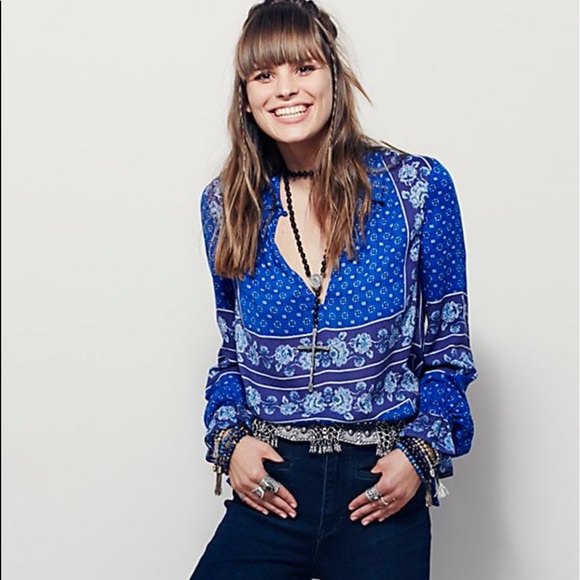Free People Border Print Collar Tunic - Picture 2 of 3